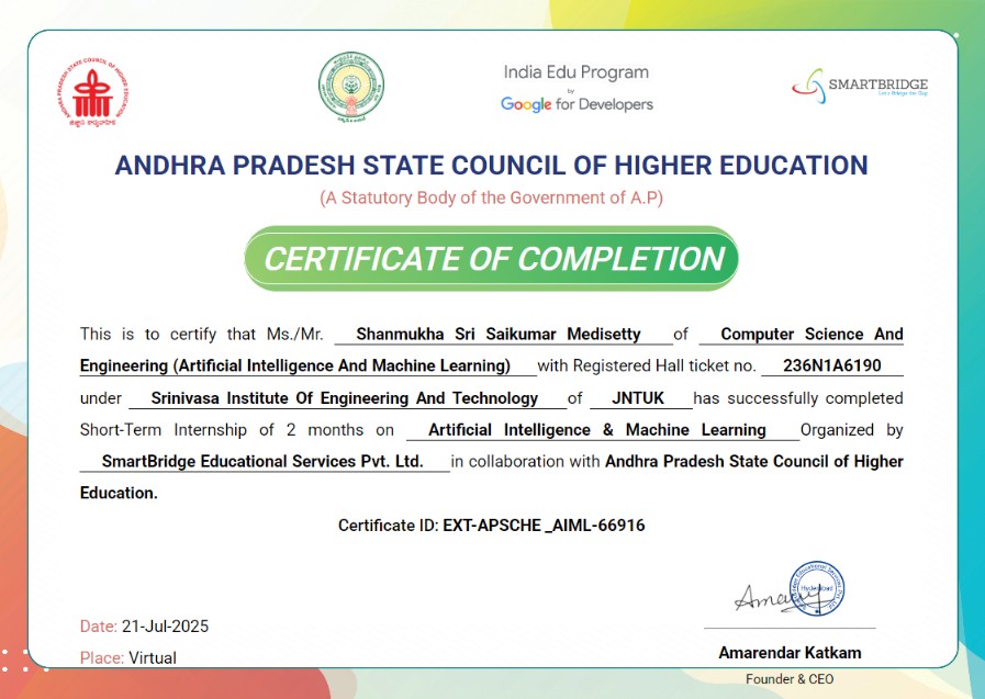 Artificial Intelligence AND Machine Learning Certification